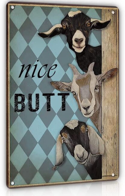 8"x12" Funny Vintage Goats Tin Sign Wall Art